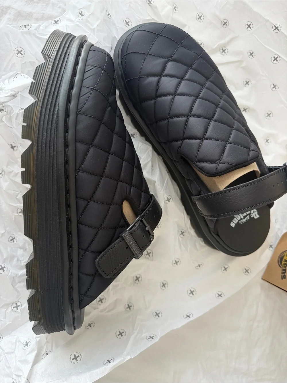 Dr. Martens Men’s Black Quilted Slip-On Clog with Buckle